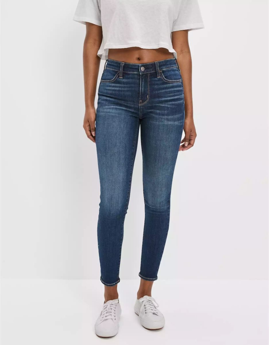 Jean American Eagle AE Ne(x)t Level High-Waisted Jegging Crop Indigo Foncé Femme | DLE-29718438